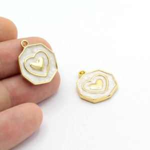 18.5x22.5mm 24 k Shiny Gold Plated Heart Charms , Heart Pendnats , Necklace Findings  - GLD1516