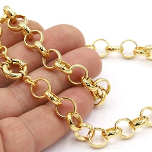 10 mm 24 k Shiny Gold Plated Finished Chain, Finished Necklace, Gold Plated Ready-Made Necklace, Gold Plated Soldered Chain - GLD1789