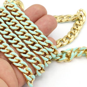 10 x 13 mm 24 k glänzende vergoldete Panzerketten, Emaille Kette gelötete Ketten, vergoldete Panzerketten, Strickkette, Halskette Ketten,- CHN506