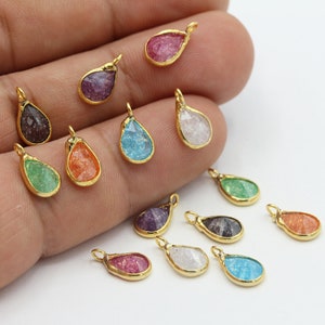 6x11mm 24k ShinyGoldPlated CZ Micro Pave Drop Pendant,CZ Pave Drop Charms,Cubic Zirconia Drop Charms ,Bracelet and Necklace Findings - CZ428