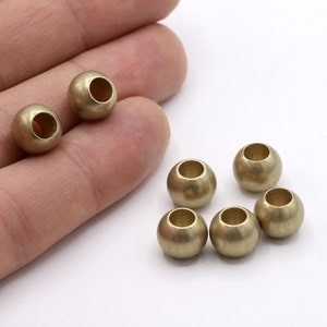 10mm Raw Brass Spacer Ball Beads , Brass Spacer Beads , Ball Beads , Hollow Beads , Raw Brass Findings - RAW488