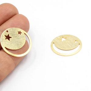 25mm 24 k Shiny Gold Plated moon Pendant , Moon Pendants- GLD1478