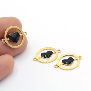 16x21mm 24 k Shiny Gold Plated framed heart Charms , Heart Pendants , Bracelet Findings - GLD1246-4