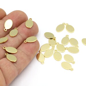 10 pcs 7x14mm 24 K Shiny Gold Plated Oval Disc Charms, Oval Disc Pendants Gold Oval Pendants, Coins, Gold Plated Coins,Oval Coins  - GLD2035