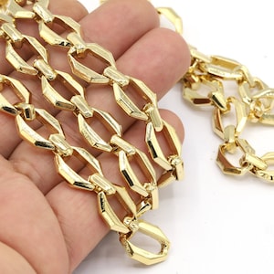 12x16mm 24 k Shiny Gold Plated Oval Chain , Bulk Chains, Handmade Gold Plated Chains,  - CHN491