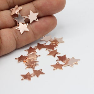 11x11mm Rose Gold Plated Two Holes Star Charms - RSG75