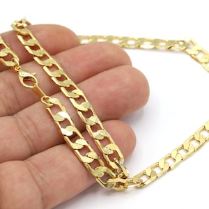 6 mm 24 k Shiny Gold Plated Finished Chain, Finished Necklace, Gold Plated Ready-Made Necklace, Gold Plated Soldered Chain - GLD1990