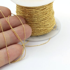 0,8mm 24 k Shiny Gold Plated Ball Chains , Faceted Ball Chains - CHN336