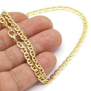 4.5 mm 24 k Shiny Gold Plated Finished Chain, Finished Necklace, Gold Plated Ready-Made Necklace, Gold Plated Soldered Chain - GLD1991