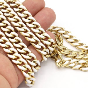 10x13mm 24 k Shiny Gold Plated Curb Chains , Enamel Chain Soldered Chains, Gold Plated Curb Chains, Knitting Chain, Necklace Chains,- CHN504