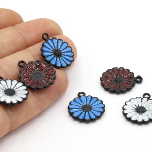 18x22 Black Plated Flower Chrams, Black Plated Flower Necklace, Flower Pendant, Black Findings, Flower Chrams, Black Flower, - TS643