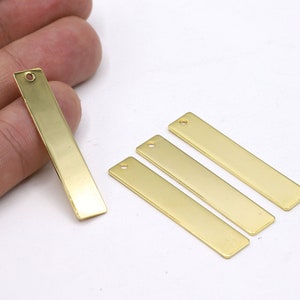 8x40mm 24 k Shiny gold Plated Bar Charms , Square Bar Pendants , Nameplate Bar , Necklace Findings - GLD879