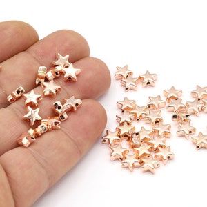 8mm Rose Gold Plated Star Beads, Spacer Beads, Rose Gold Star Charms, Rose Gold Plated Star Spacer Charms, Rose Gold Plated Charm  - RSG251