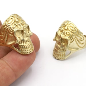 Inner Size 17mm Raw Brass Ring Settings, Adjustable Rings, Hammared Rings, Raw Brass Handmade Rings, Raw Brass Skull Ring - RAW622