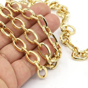 10x16mm 24 k Shiny Gold Plated Oval Chain , Bulk Chains, Handmade Gold Plated Chains,  - CHN489