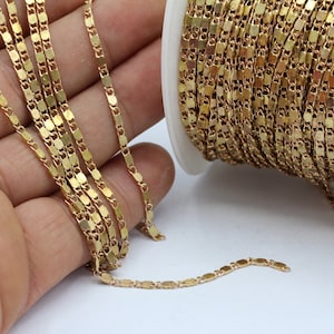 2x6mm Raw Brass Curb Chains , Soldered Chains , Bar Chains - CHN125
