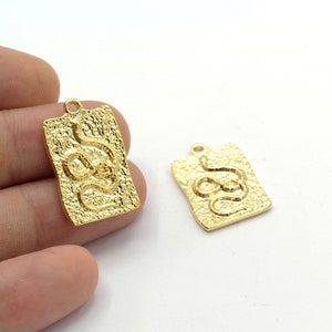15x26mm 24 k Shiny Gold Plated Snake Charm snake pendant, snake necklace - GLD1513