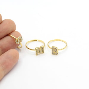 19x20mm 24 k Shiny gold plated regulatable Letter rings , Brass Letter ring, Alphabet Letter ring - GLD1469
