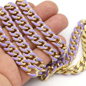 10x13mm 24 k Shiny Gold Plated Curb Chains , Enamel Chain Soldered Chains, Gold Plated Curb Chains, Knitting Chain, Necklace Chains,- CHN500