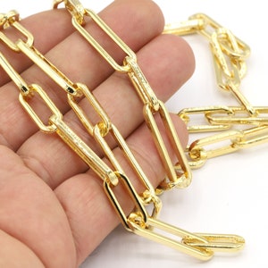 8x30mm 24 k Shiny Gold Plated Rectangle Chain , Bulk Chains, Handmade Gold Plated Chains,  - CHN484