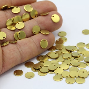 8mm Raw Brass  Round Disc Charms - RAW106