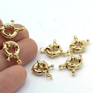 10mm 24 k Shiny Gold Plated Spring Clasp , Round Clasp - GLD194