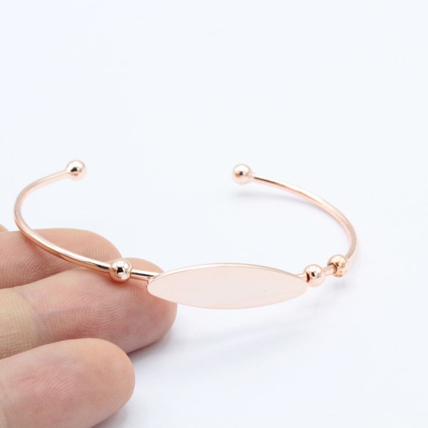 1,5x140mm Rose gold Plated Cuff Bracelet , Personalized Bangle Bracelet , Engraved Cuff Bracelet, Custom Name Bangle  - TS-752