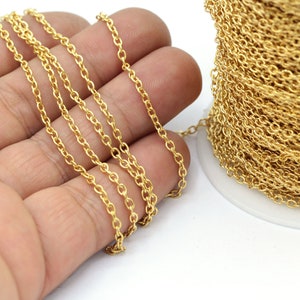 2x3mm 24 k Shiny Gold Plated Chains , round Chains ,thin necklace chain - CHN324