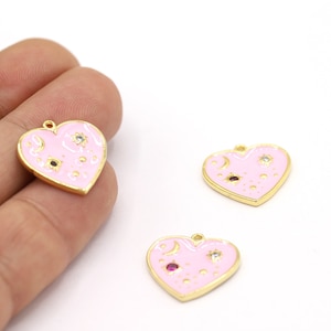 19,5x20mm 24 K Shiny Gold Plated Heart Pendants , Gold Plated Heart Charms, Necklace Findings, Jewelry Making, Heart Charms - GLD2274