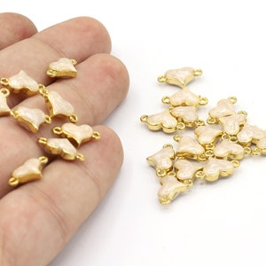 7,5x13mm 24 K Shiny Gold Plated Heart Bracelet Charm, Heart Pendant, Heart Bracelet, Enamel Color Heart, Jewelry, Bracelet Charm - GLD2120
