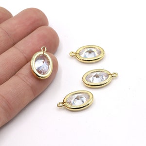 12x19mm Shiny Gold Plated Crystal Drop Pendant ,Swarovski Stone, Drop Necklace , Drop Bracelet Charms - GLD528