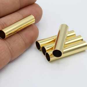 8x35mm 24 k Shiny Gold Plated Round Tubes , Long Round Tube Beads , Spacer Tubes  - GLD503