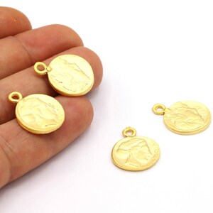 17x22mm 24K Mat Gold Plated Greek Coins,Mat Gold Medallion Pendant,Medallion Necklace,Medallion Greek Coins,Mat Medallion Chrams -GLD1470