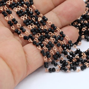3,5mm Rose Gold Plated Wire Wrapped Rosary Chains , Crystal Chains , Foot Chains , Beads Chain , Necklace Findings - CHN256
