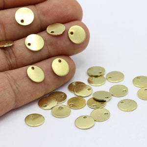 10mm Raw Brass  Round Disc Charms - RAW107