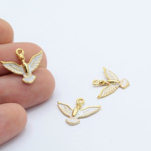 16x19mm 24 k Shiny Gold Plated Enamel Bird Charms , Enamel Bird Pendants , Necklace Findings  - GLD-1114