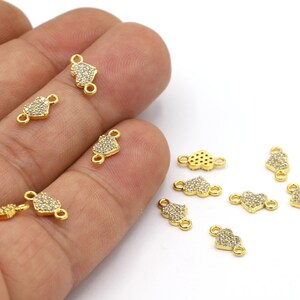 5x10mm 24 K Shiny Gold Plated Heart Charm, Heart Bracelet, Heart Charms, CZ Heart Charms,CZ Heart Bracelet, Cubic Zirconia, CZ Heart - CZ91