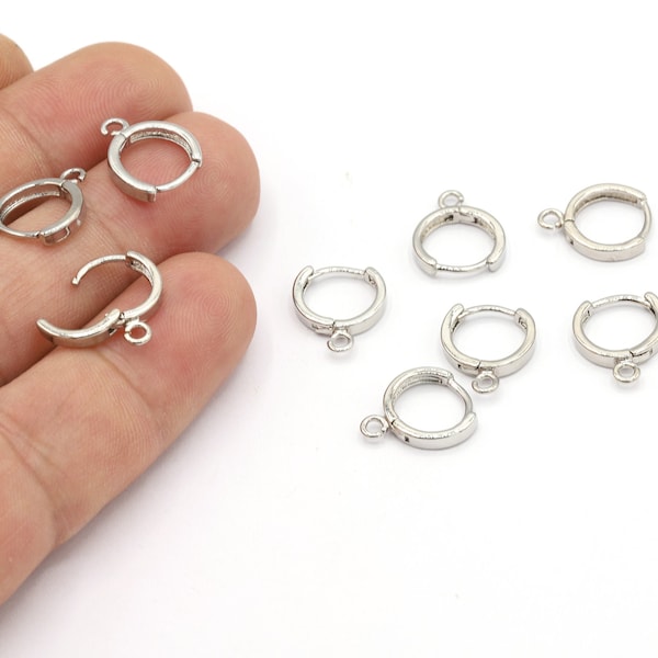 12x14mm Rhodium Plated Lever back Earring Findings, Plain Lever back Finding - RDM101