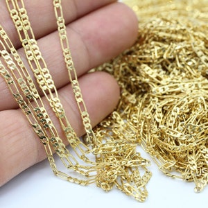 3,5 mm 24 k glänzend vergoldete Panzerketten, flache gelötete Ketten - CHN68