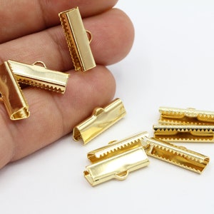 20mm 24 k Shiny Gold Plated Ribbon Clasp , Cord End , Tassel Clasp , Fastaners Clasp - GLD601