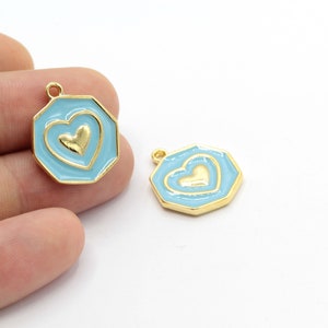 18.5x22.5mm 24 k Shiny Gold Plated Heart Charms , Heart Pendnats , Necklace Findings  - GLD1516-2