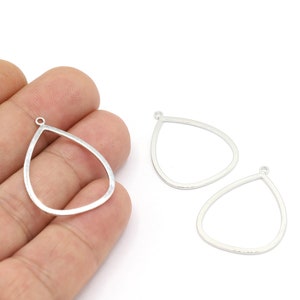 Charms de gota rodiada de 25 x 32 mm, colgante de lágrima, colgante de collar de latón, gota rodiada - RDM115