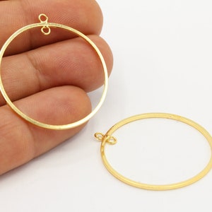 35mm 24 k Shiny Gold Plated Earring Hoop , Earring Findings, Hoop Earrings , Necklace Findings - GLD622