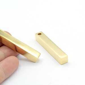 8x50mm 24 k Shiny gold Plated Bar Charms , Square Bar Pendants , Nameplate Bar , Necklace Findings - GLD1165