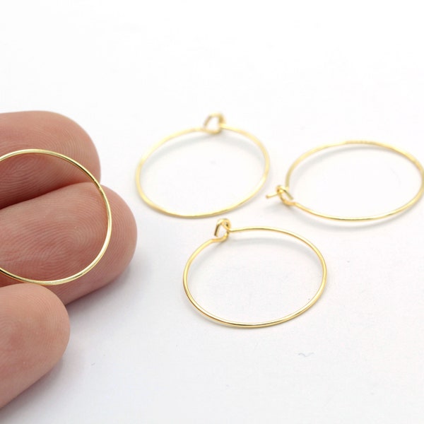 20mm 24 k Shiny Gold Plated Earring Hoops , Circle earrings , Ear Wires - GLD414