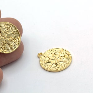 20x22,5mm 24 k Shiny Gold Plated North star Necklace - GLD497