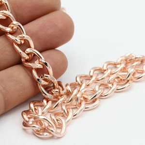 10x13mm 8'' (inch)  ( 20cm ) Rose Gold Plated Chunky Curb Chains ,Rose Gold Plated Iron Curb Chains , Unsoldered Chain ,- TS618