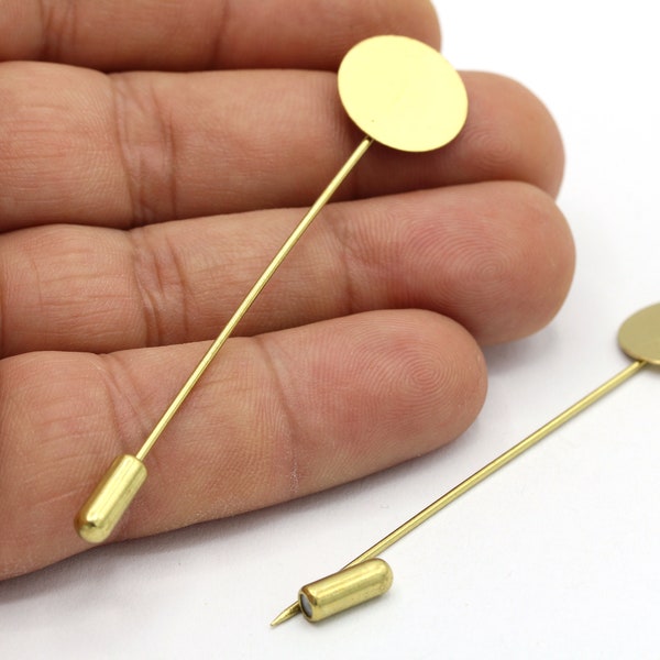 63mm Raw Brass Brooch Pins ,  Stick Pins - RAW200