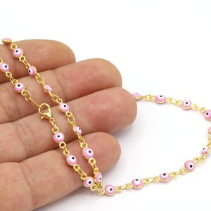 4,5mm 24 k Shiny Gold Plated Finished Chain, Finished Necklace, Gold Plated Ready-Made Necklace, Gold Plated Evil Eye Chain - GLD1974