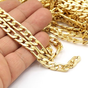 7,5x12mm 24 k Shiny Gold Plated Curb Chains , Soldered Chains,  knitting chain - CHN395